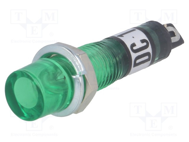 [NI2FGR12VTME] Piloto neón 12VDC verde IP20 7.5mm. Mod. NI-2FGD-12V