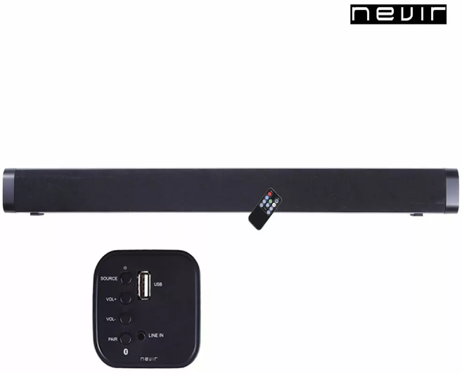 Barra de sonido soundbar 2.1 canales 10W Negro Nevir. Mod. NVR-842SBBU