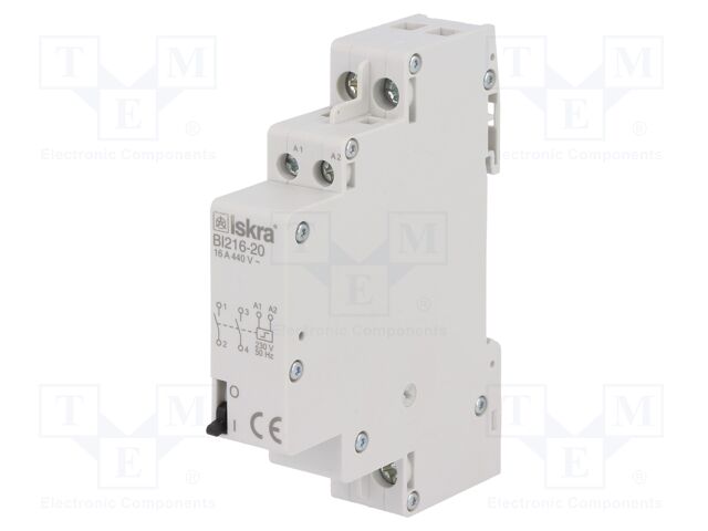 [BI21620230VAC] Relé biestable modular 230VAC 2xNA 16A Iskra. Mod. 30.070.278