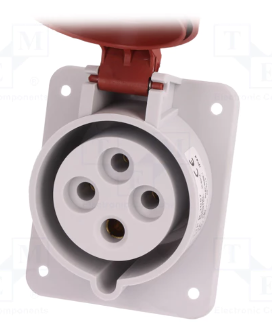 Base industrial tras cuadro hembra 3P+TT 32A . Mod. PB.1057