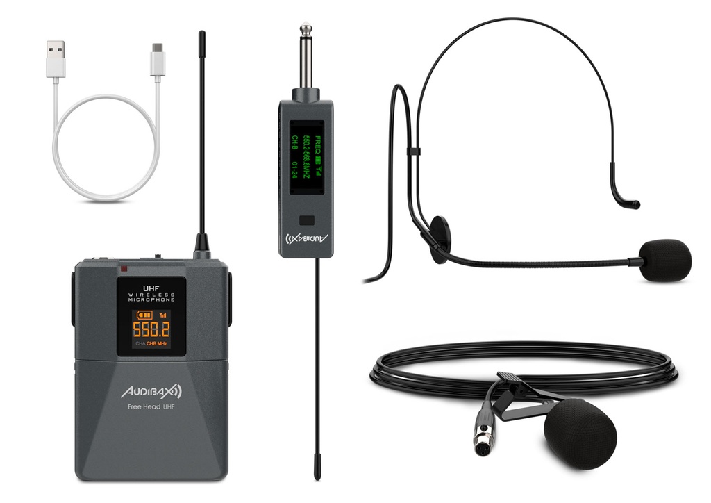 Micrófono de diadema inalámbrico UHF Audibax. Mod. Missouri Free Head UHF