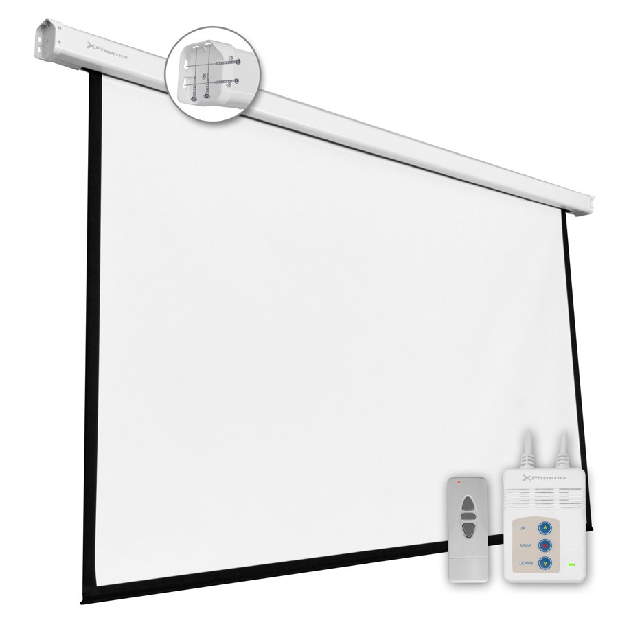 Pantalla electrica videoproyector pared y techo Phoenix 135" 2.4m x 2.4m. Mod. PHPANTALLA-ELEC240