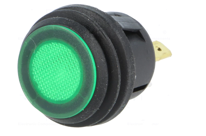 Interruptor 2 posiciones OFF-ON 6A 250VAC verde IP65. Mod. R13-527D2B-02-BG