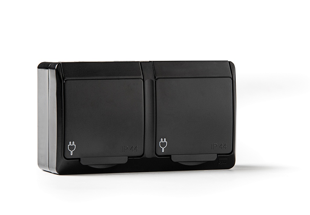 [5125NFAM] Doble base estanca 2P+TT 16A negra Famatel. Mod. 5125-N