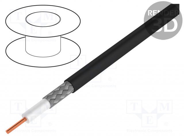 Cable coaxial de acero cubierta de cobre. Mod. RG174U