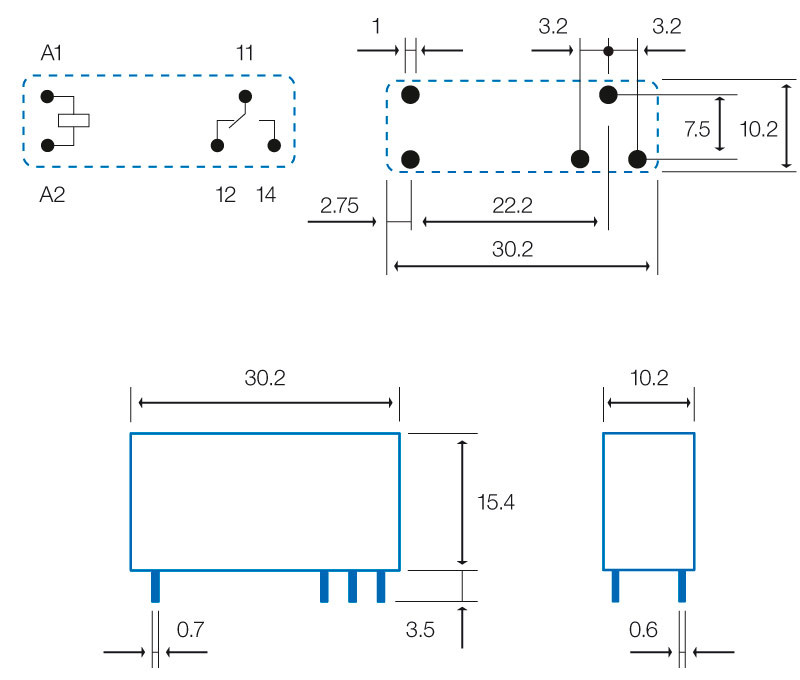 [RL191ELM] Rele miniatura serie "H" 24Vcc 1Cto 10A. Mod. 43.41.7.024.2000