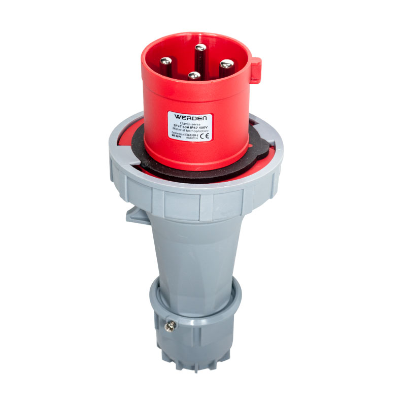 [WE8075] Clavija aérea industrial 3P+TT 63A IP67. Mod. WE-8075