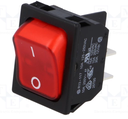 Interruptor rocker 2 Posiciones OFF-ON 10A/250VAC rojo 50mΩ. Mod. R13-117B-01-BR-2D-N-2