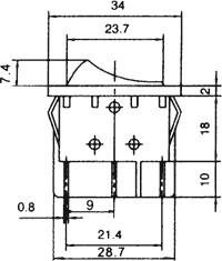 Conmutador bipolar 2 posciones ON-ON 15A/250VCA negro. Mod. 11405CN