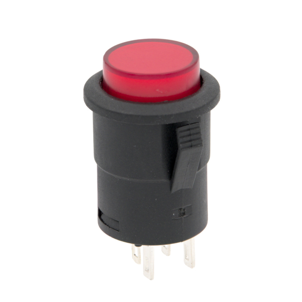 nterruptor Redondo de 15mm de Diámetro con LED Rojo - SPST OFF-ON para Panel. Mod. 4417R
