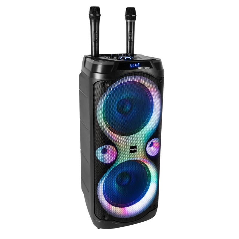 Altavoz activo 2x10" BT 2 MICROS 1000W Ibiza Sound. Mod. COLUMBA-KARAOKE