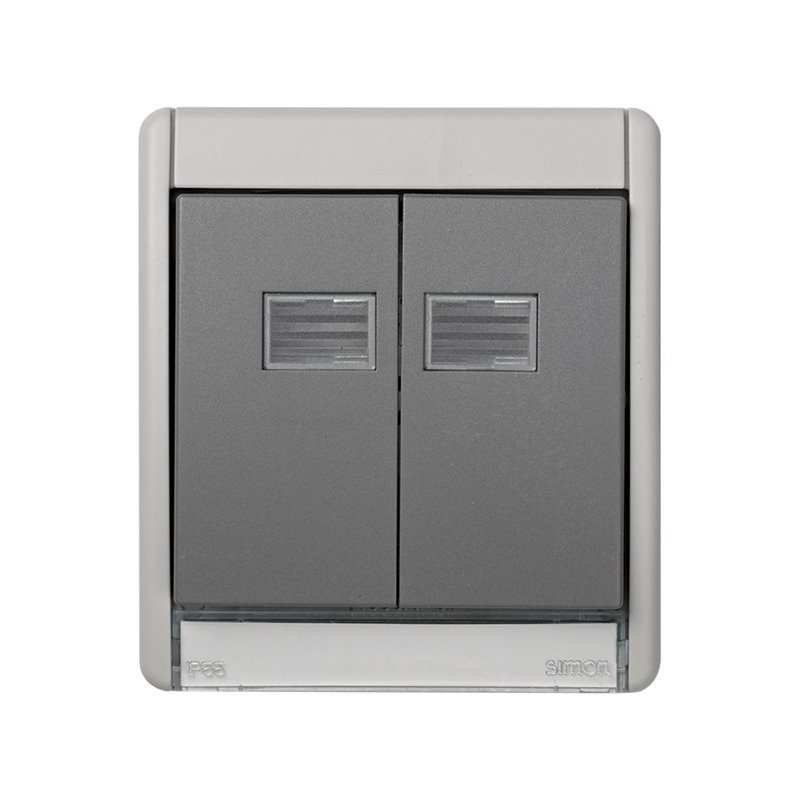 [4400026035] Tecla doble para mecanismos empotrar Simon 44 Aqua. Mod. 4400026-035