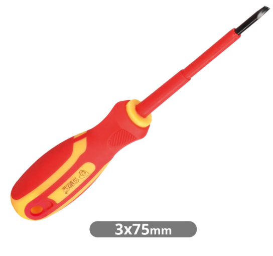 Destornillador aislante plano 3x75mm. Mod. 502035004