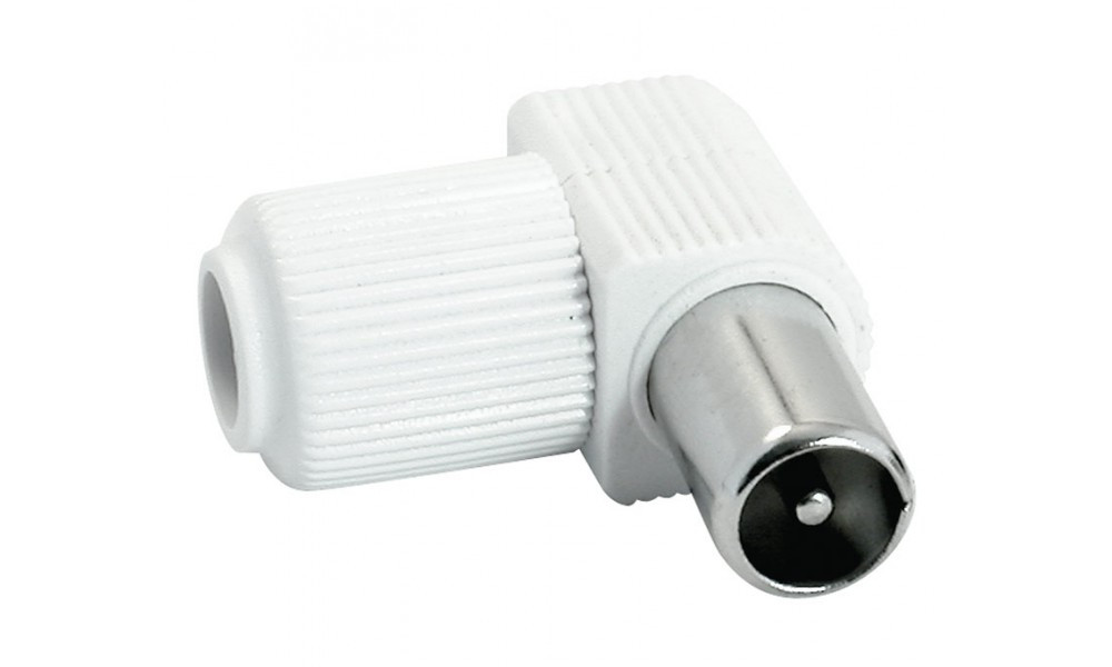 CONECTOR TV MACHO ACODADO BLANCO