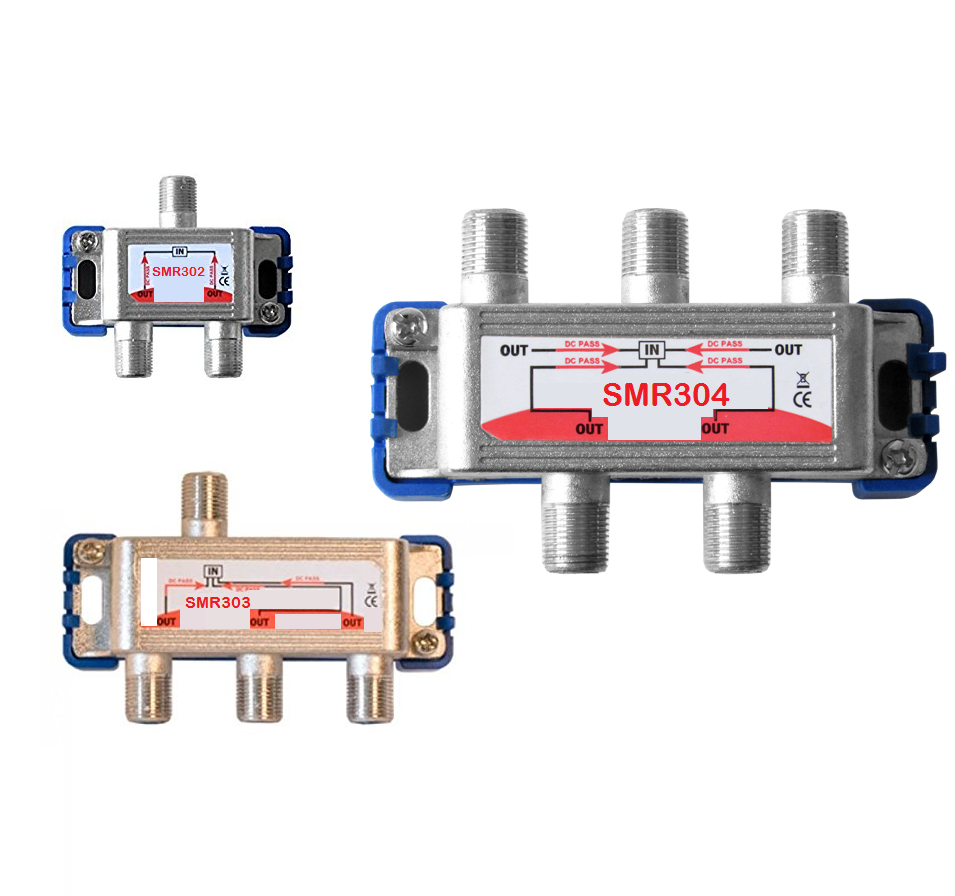 Distribuidor 1Entrada - 3salidas 5-2500 Mhz conector F. Mod. DMR303