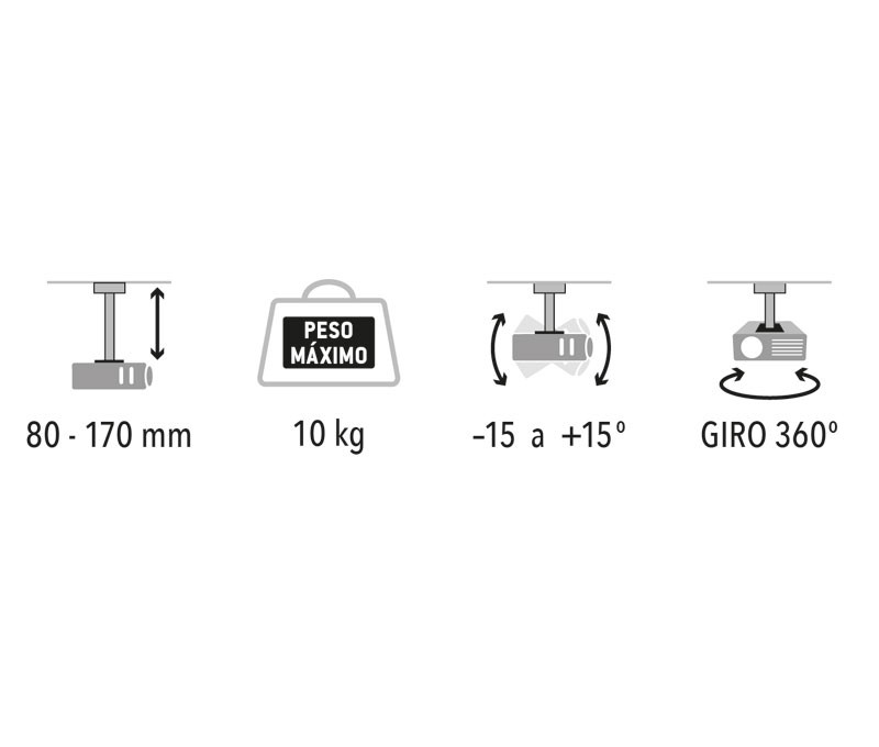 Soporte universal de techo para proyectores. Mod. PJ1010TN