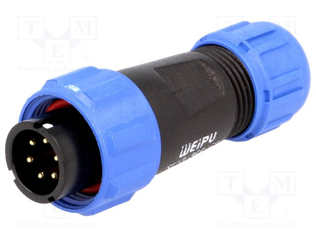 Enchufe macho SP13 PIN:6 IP68 4÷6,5mm 5A para soldar 125V. Mod. SP1310/P6