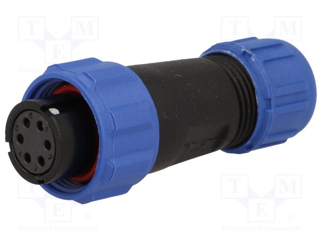 Enchufe hembra SP13 PIN:6 IP68 4÷6,5mm 5A para soldar 125V. Mod. SP1310/S6