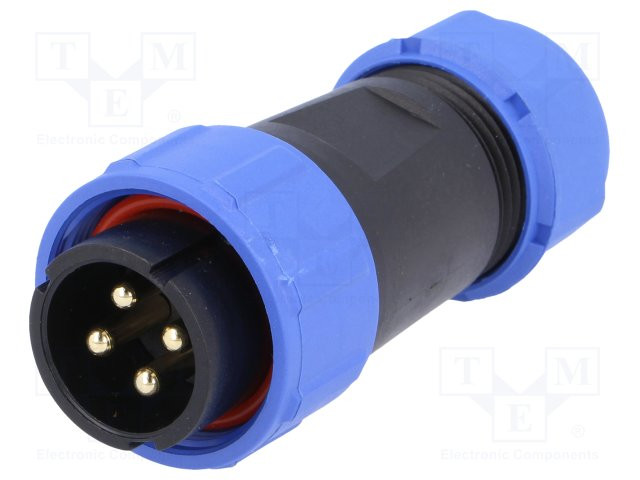 Enchufe macho SP21 PIN:4 IP68 7÷12mm para soldar 500V 4mm2. Mod. SP2110/P4
