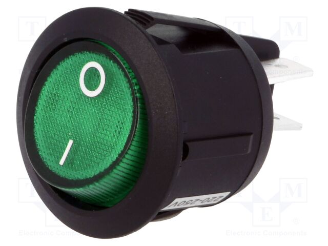 [R13244B02G] Interruptor redondo verde OFF-ON 10A 250VAC. Mod. R13244B02G