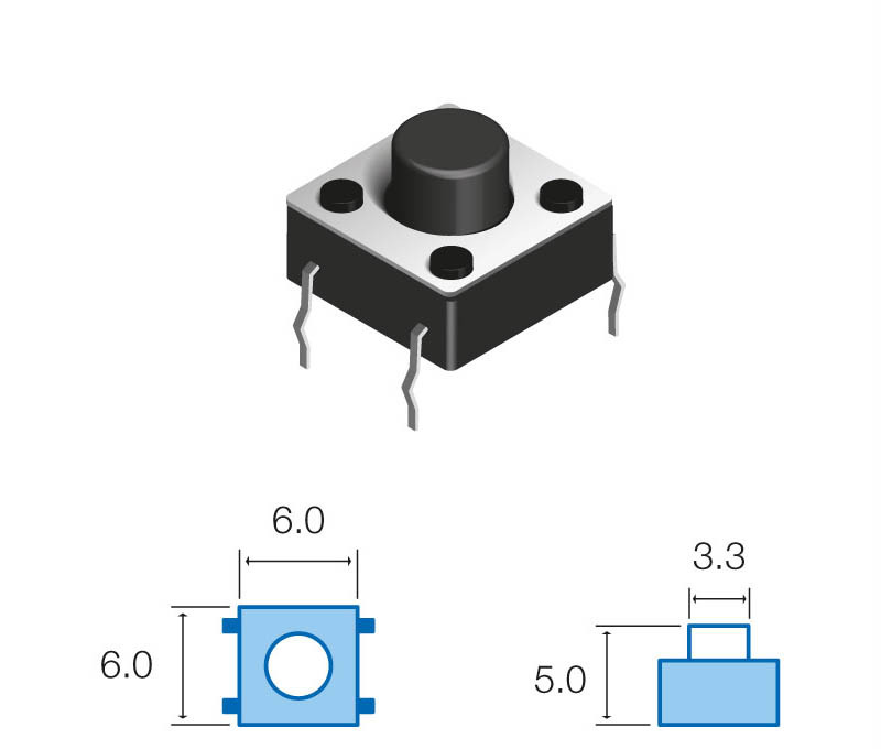 Pulsador de tacto vertical 6x6x5mm. Mod. SW060