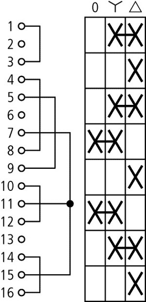 Conmutador de levas estrella-triángulo 3 posiciones 20A. Mod. T0-4-8410/E