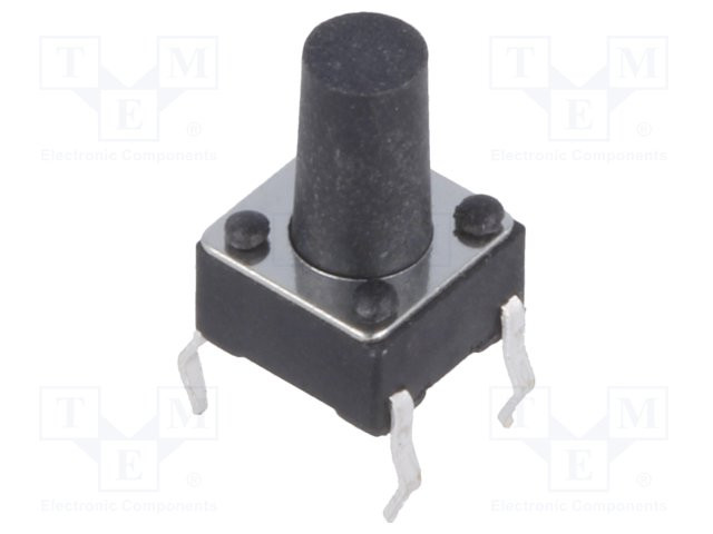 Microconmutador TACT SPST-NO Posiciones:2 0,05A/12VDC THT. Mod. TACT-69N-F