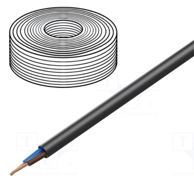 Cable H07RN-F Cu 2x1mm2 goma negro 450/750V Clase:5. Mod. TITANEX2X1.0