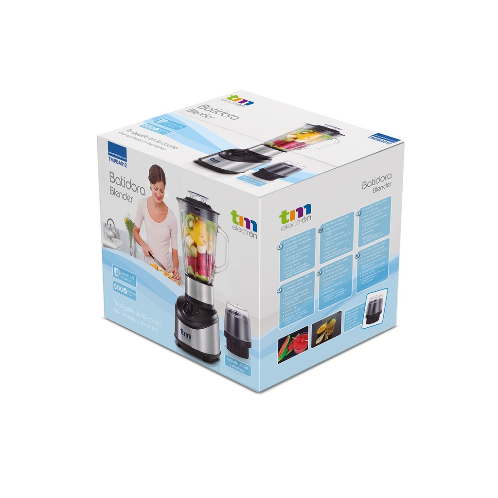 Batidora jarra cristal 500W. Mod. TMPBA012