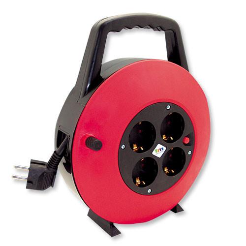 [TMUAD210] bobina enrollable de 10 metros y cuatro enchufes H05VV-F 3G1.0-1.5mm2. Mod. TMUAD610E