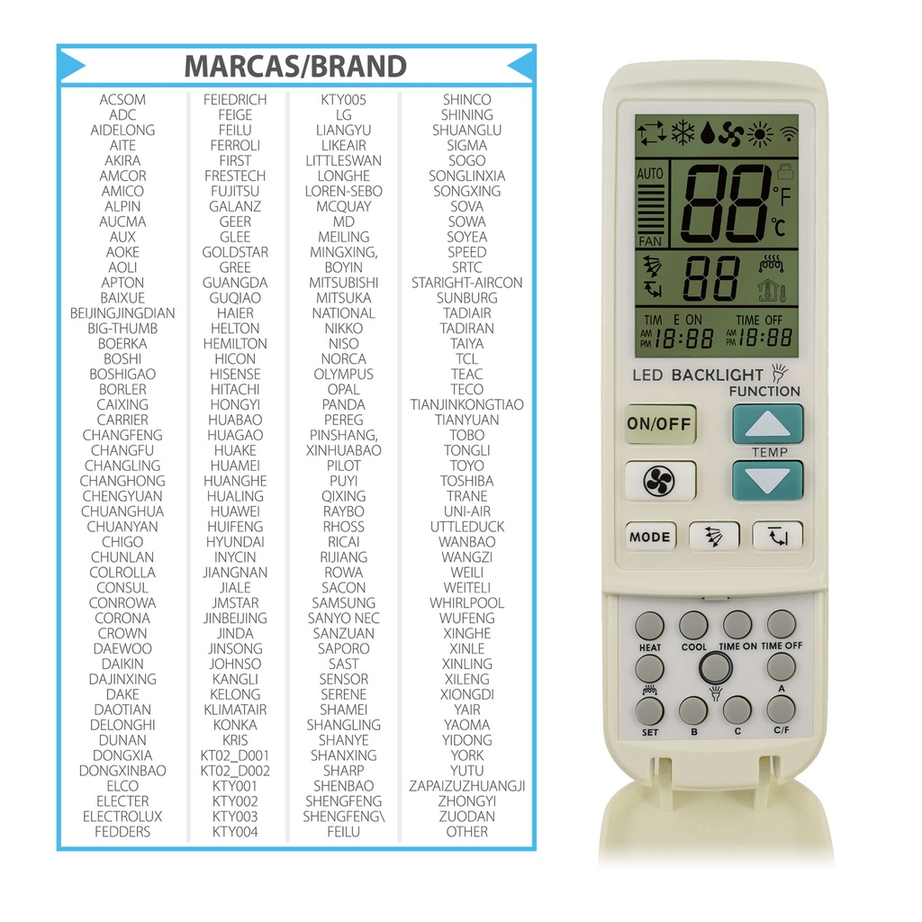 Mando a distancia universal de aire acondicionado TM. Mod. TMURC200