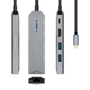 Hub USB C Dock 5 en 1 USB-C a 1xHDMI, 1xRJ45, 2xUSB, 1xPD, Gris, 15 CM. Mod. ASUC-5P003-GR