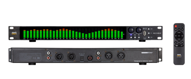 Reproductor de audio con vúmetro de 31 bandas. Entrada/salida estéreo analógica. USB/BT. Mod. EQ 31 USB BT