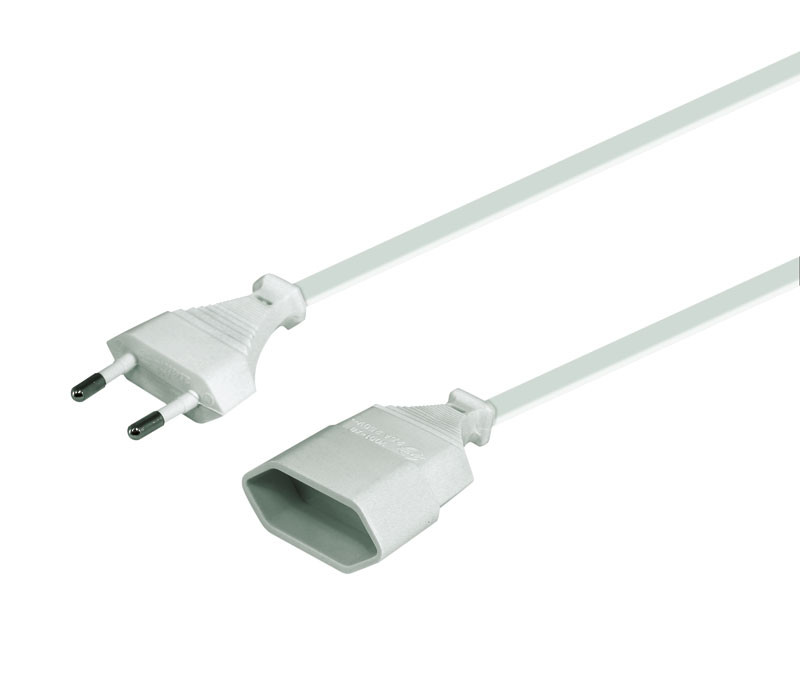 Prolongador de red Europa 4,0mm macho - hembra Blanca 2mts. Mod. 430025G