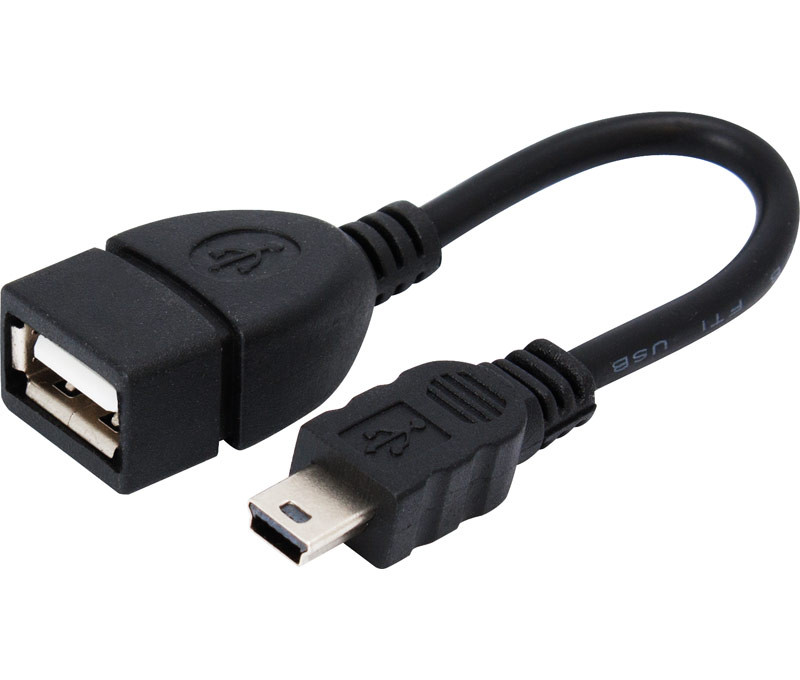 Adaptador USB-A hembra a mini USB macho, OTG móviles. Mod. WIR904