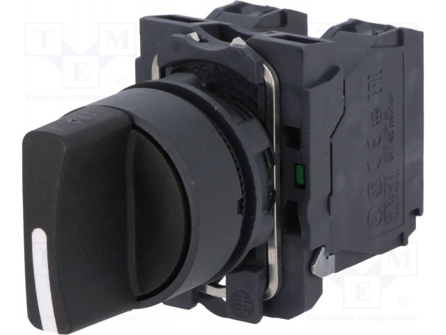 Interruptor rotativo 3 posiciones NA x2 3A/240VCA 22mm negro Telemecanique. Mod. XB5 AD33
