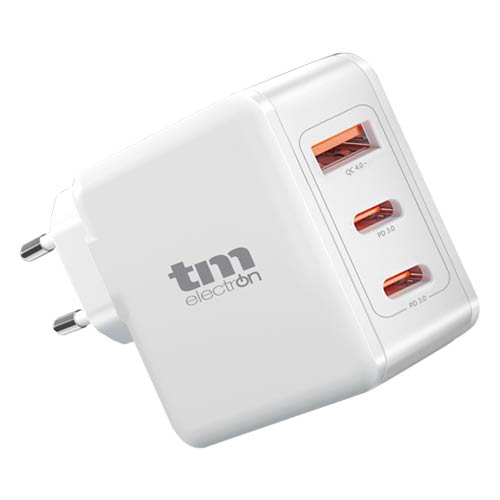 [TMUAD165] Cargador de pared USB Gan 65W con 1 USB A y 2 USB C TM Electron. Mod. TMUAD165