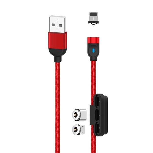 CABLE MAGNÉTICO 3 EN 1 MICRO USB + TIPO C + LIGHTNING 1M ROJO XO NB128. Mod. XONB128RED