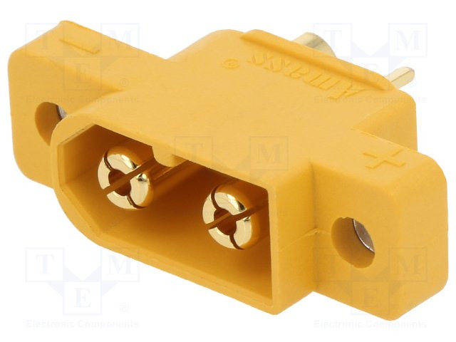 Conector de alimentación DC XT60 macho chasis 2 pin. Mod. XT60E-M