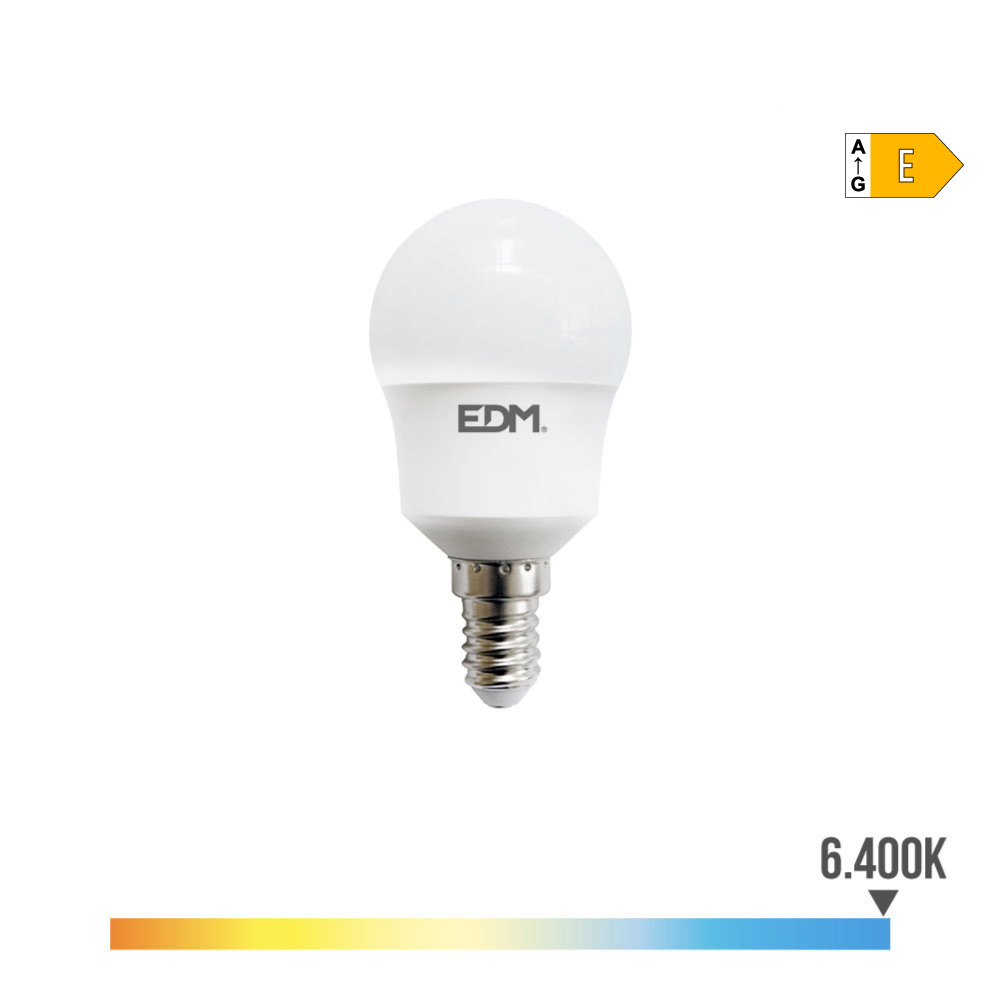 Bombilla esférica LED E14 8.5W 1000lm 6400K. Mod. 98727