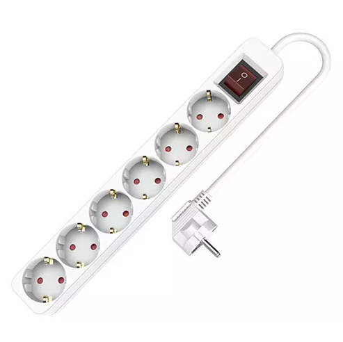 Base múltiple 6 tomas con interruptor luminoso 1.5 metros. Mod. TMUAD506S