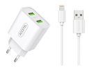 Cargador Pared Dual USB - Cable Lightning. Mod. AC323