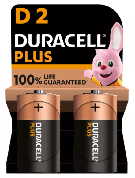 [38003ELK] Pila alcalina plus power 1.5V tipo D Duracell Blíster 2 unidades. Mod. LR20