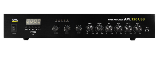 Amplificador 120 W @ 4 Ohm L100V 3 zonas USB/SD/BT AMS. Mod. AML120USB
