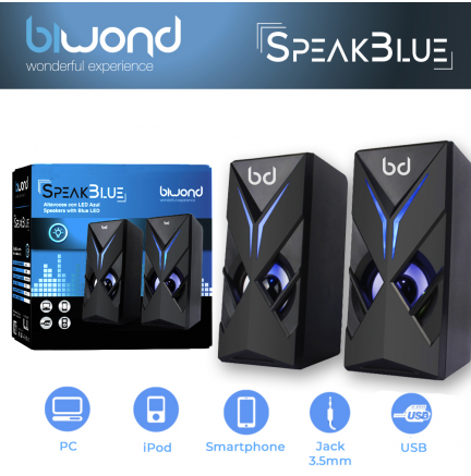 Altavoces Gaming LED Azul 3WX2 SpeakBlue Biwond. Mod. BW0093