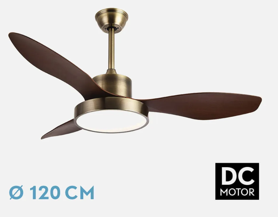 [128591336FAB] Ventilador de techo 120cm 48W motor DC CCT Hayate cuero roble. Mod. 128591336