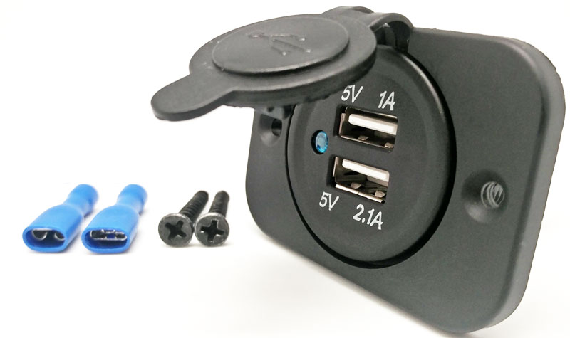 Base de alimentacion para panel 2 x USB-A [5V/1A y 5V/2.1A]. Mod. 4163