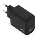 Cargador carga rápida GaN 45W 1xUSB-C PD3.0 QC4.0, 1xUSB-A QC3.0, Negro. Mod. A110-0972