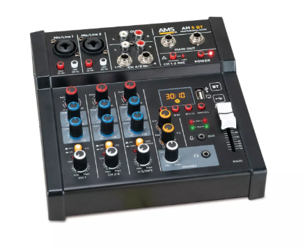 Mesa de mezclas compacta de 2 canales Bluetooth AMS. Mod. AM 5 BT