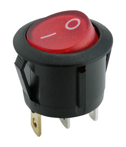 Interruptor redondo rojo luminoso 12VDC 6A 250V. Mod. 11.478.IL/12